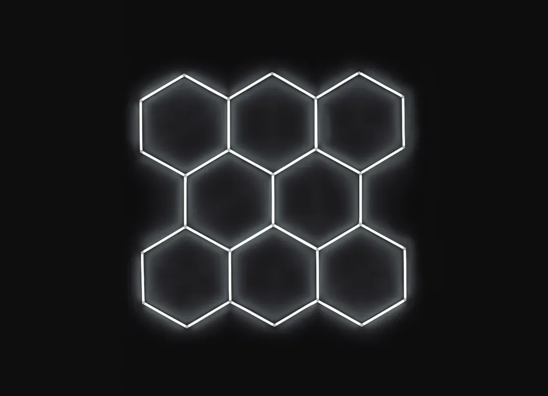 ASC Kompletní LED hexagonové světlo, 8 ks 252 x 238 cm, studená bílá 6500 K